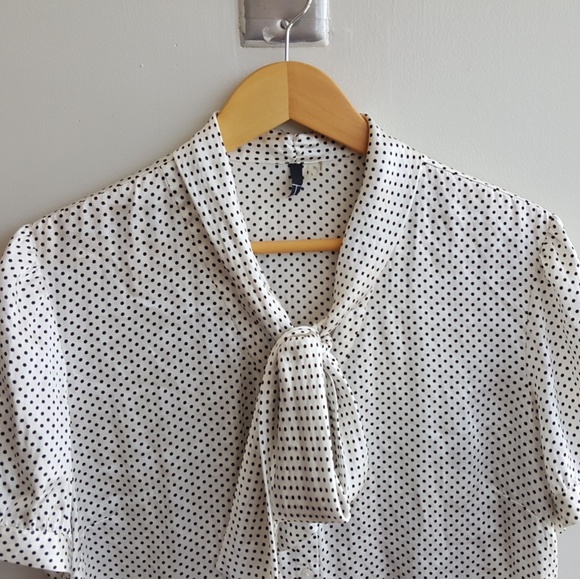 Tahari Tops - Button-down Polka Dot Shirt with Tie